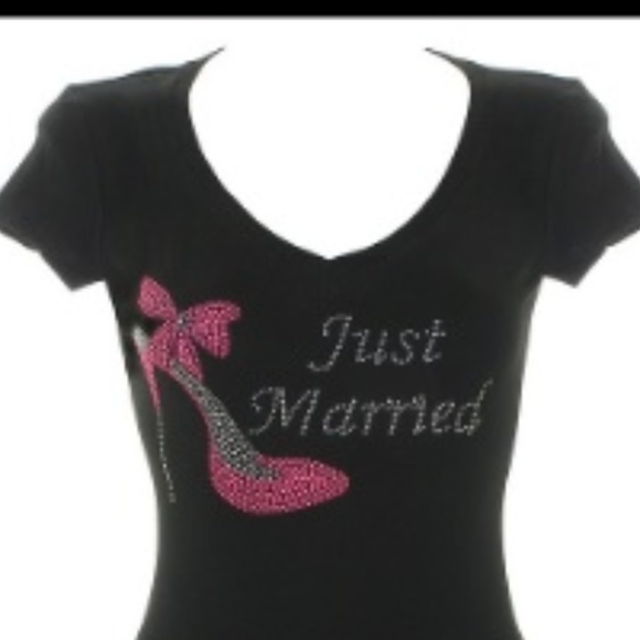JUST MARRIED RHINESTONE TEES | JUST MARRIED TANK - Picture 3 of 4